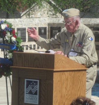 Sgt. Leonard W. Lazarick speaks at plaque dedication.